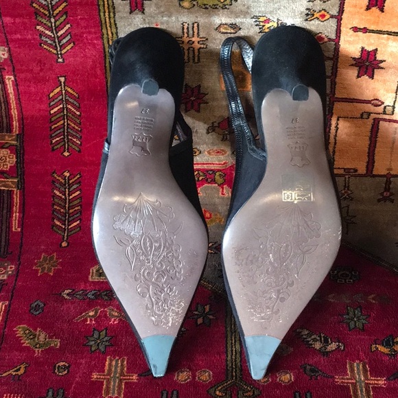 Black Velvet Kate Kuba Slingback Pumps - Picture 2 of 4